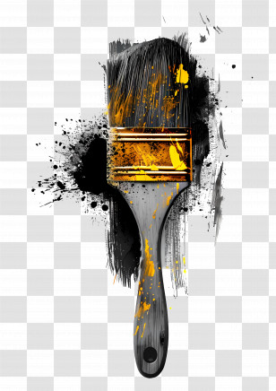 Paint Brush With Splashes - Paint Brush With Artistic Splashes Transparent PNG