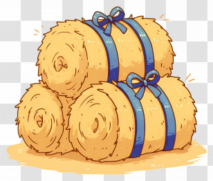 Hay Bale - Decorative Hay Bales With Ribbons Transparent PNG