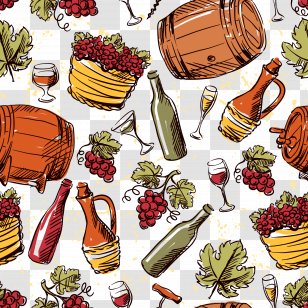 Red Wine Common Grape Vine Vintage - Hand-painted Beer Shading Transparent PNG