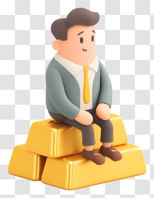 Businessman Sitting Gold Bars - Businessman Sitting On Gold Bars Transparent PNG
