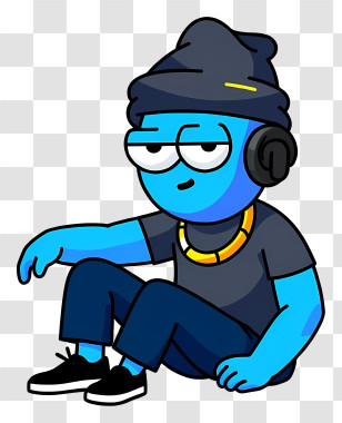 Playful Cartoon Boy - Cool Blue Guy With Beanie Transparent PNG