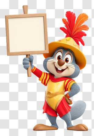 Mascot Holding Sign - Cartoon Rabbit With Sign Transparent PNG