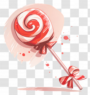 Candy - Red And White Swirl Lollipop Transparent PNG