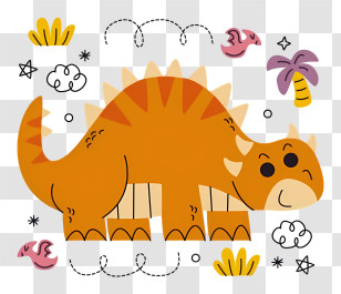 Dinosaur - Bright Orange Cartoon Dinosaur Illustration Transparent PNG