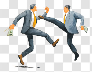 Fighting - Businessmen Fighting Illustration Transparent PNG