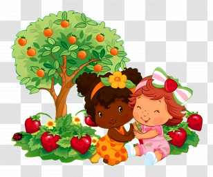 Orange Blossom - Cartoon Girls By Fruit Tree Transparent PNG