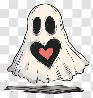 Cartoon Ghost - Cute Ghost With Heart Illustration Transparent PNG