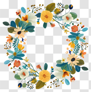 Flower Wreath - Colorful Floral Wreath Decoration Transparent PNG