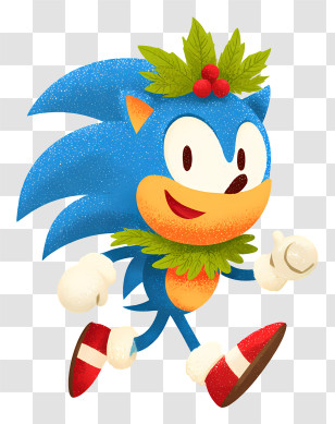 Sonic The Hedgehog In Christmas - Blue Hedgehog With Leaf Crown Transparent PNG
