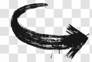 Black Curved Arrow - Grunge Downward Curved Arrow Illustration Transparent PNG