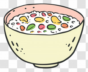Rice Bowl - Cereal Bowl With Milk And Seeds Illustration Transparent PNG
