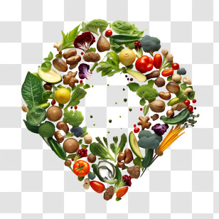 World Vegan Day - Wreath Made Of Fresh Vegetables For Healthy Living Theme Transparent PNG