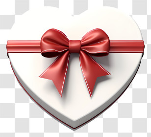 Gift Box - Heart-Shaped Gift Box With Decorative Bow Transparent PNG