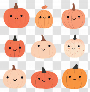 Cute Pumpkins - Cute Cartoon Pumpkins Collection Transparent PNG