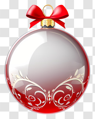 Red Ornament - Red Christmas Ornament With Bow Transparent PNG