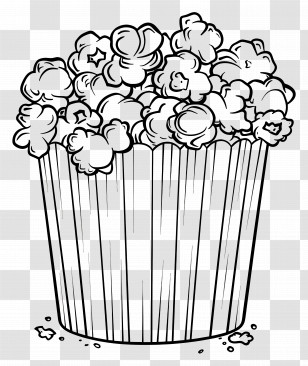 Popcorn - Popcorn Bucket Line Art Illustration Transparent PNG