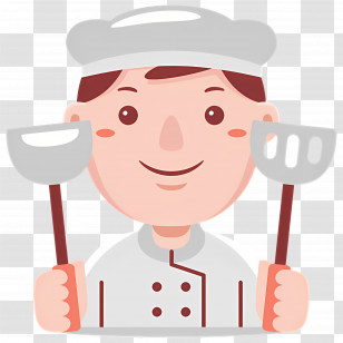 Chef - Cartoon Chef Holding Cooking Utensils Transparent PNG