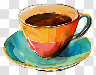 Cup Of Coffee - Colorful Artistic Coffee Cup Transparent PNG