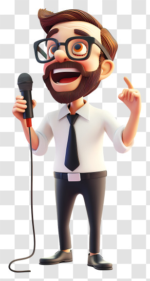 Speech - Cartoon Man Holding Microphone Transparent PNG