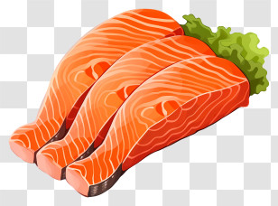 Salmon - Fresh Salmon Fillets With Garnish Transparent PNG