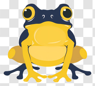 Cartoon Frog - Yellow And Blue Quirky Frog Cartoon Transparent PNG