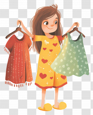 Girl Holding Dress - Girl Holding Dresses Transparent PNG