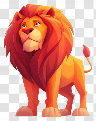 Lion - Majestic Cartoon Lion With A Grand Mane Transparent PNG