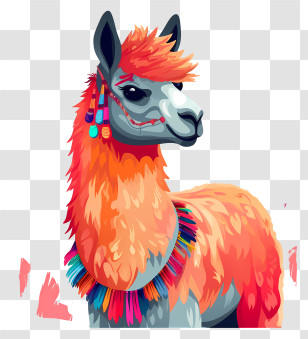 Llama - Illustrated Colorful Alpaca Transparent PNG
