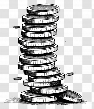 Stack Of Coins - Illustrated Stacked Coins Representing Wealth Transparent PNG