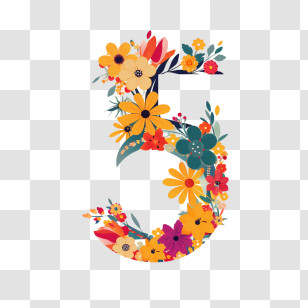 Number 5 Flower - Floral Number 5 Design Transparent PNG
