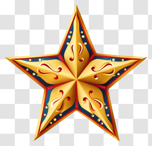 Golden Star - Gold Star With Artistic Pattern Design Transparent PNG