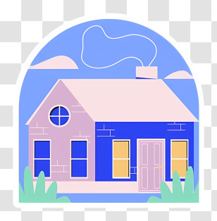 House - Minimalistic House In Blue And Pink Illustration Transparent PNG