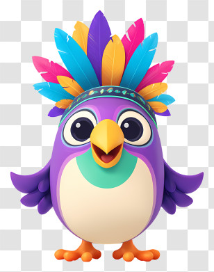 Colorful Cartoon Bird - Colorful Feathered Cartoon Bird Transparent PNG