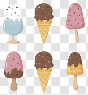 Cartoon - Ice Cream Varieties Illustration Transparent PNG