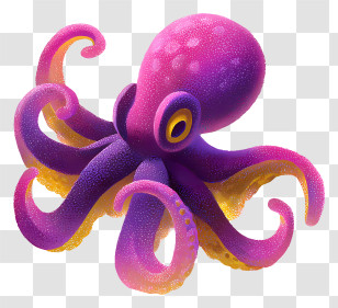 Purple Elements - Purple Octopus Cartoon Illustration Transparent PNG