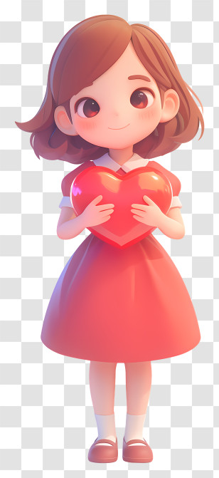 Girl Holding Love Heart - Girl Holding A Heart Transparent PNG