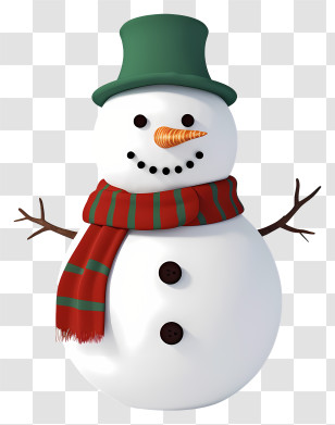 Snowman - Festive Snowman Cartoon In Hat And Scarf Transparent PNG