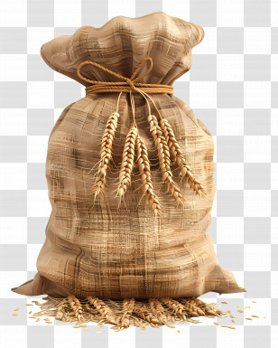 Wheat Sack - Burlap Sack Filled With Harvested Grains Transparent PNG