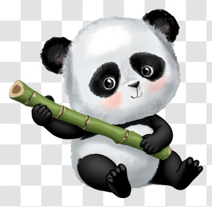 Cartoon Panda - Panda With Bamboo Cartoon Illustration Transparent PNG