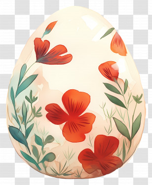 Easter Egg - Artistic Floral Painted Egg With Vibrant Colors Transparent PNG