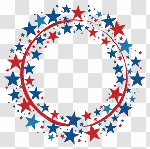 4th Of July - Circular Red And Blue Star Design Transparent PNG