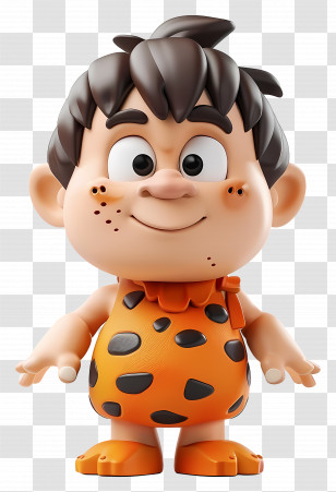 Fred Flintstone - Caveman Child In Orange Outfit Transparent PNG