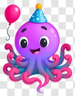 Octopus - Party Octopus Character Transparent PNG