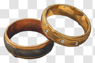 Wedding Rings - Golden Wedding Rings With Diamonds Transparent PNG