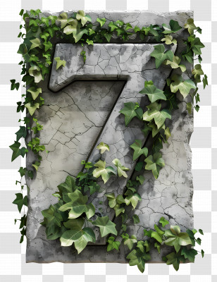 Number 7 - Number 7 With Ivy And Stone Transparent PNG