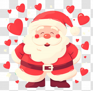 Cute Santa Clause - Santa Claus With Hearts Transparent PNG