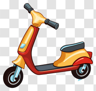 Cartoon Moped - Yellow And Red Cartoon Electric Scooter Illustration Transparent PNG