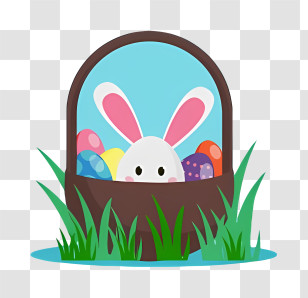Easter Bunny - Easter Bunny In Basket With Eggs Transparent PNG