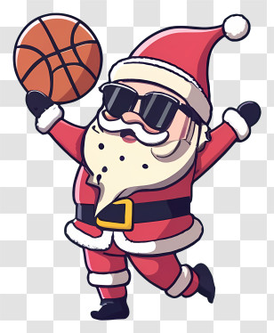 Santa Claus - Santa Claus Playing Basketball Cartoon Transparent PNG