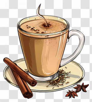 Masala Chai - Illustration Of Coffee With Cinnamon And Spices Transparent PNG
